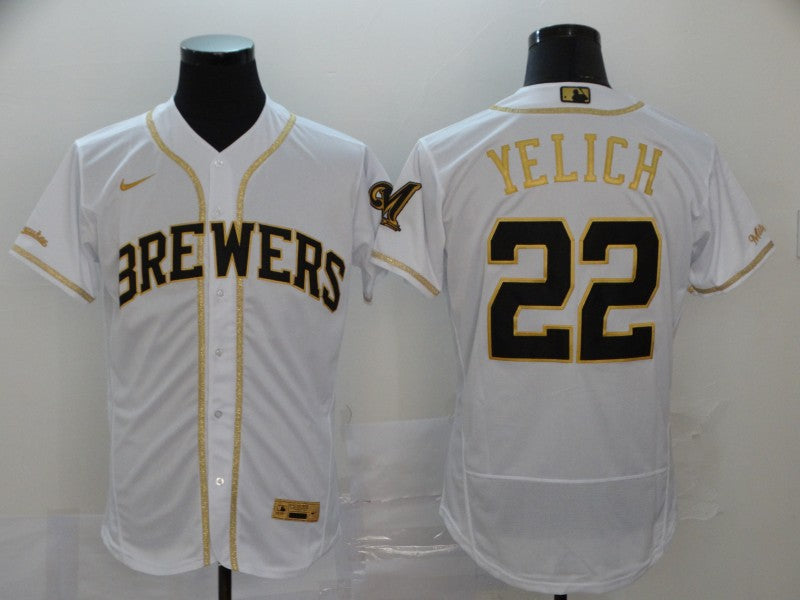 Men's Milwaukee Brewers Christian Yelich  White Player Jersey