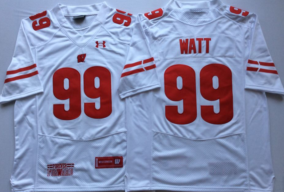 Men's Wisconsin Badgers J.J. Watt White Player Jersey