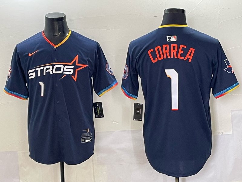 Men's Houston Astros Carlos Correa #1 Navy 2025 City Connect Limited Player Jersey