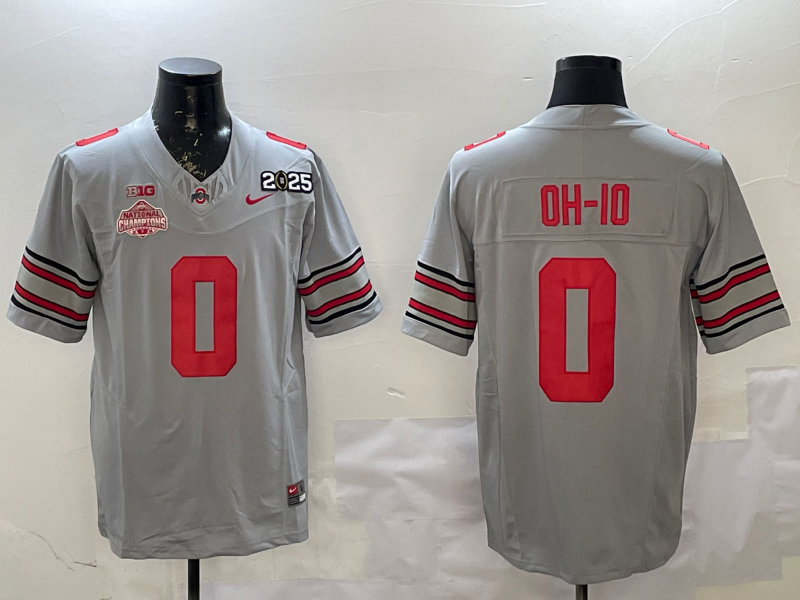 Men's Ohio State Buckeyes Gray 2025 CFP Final National Champions Patch F.U.S.E. Jersey