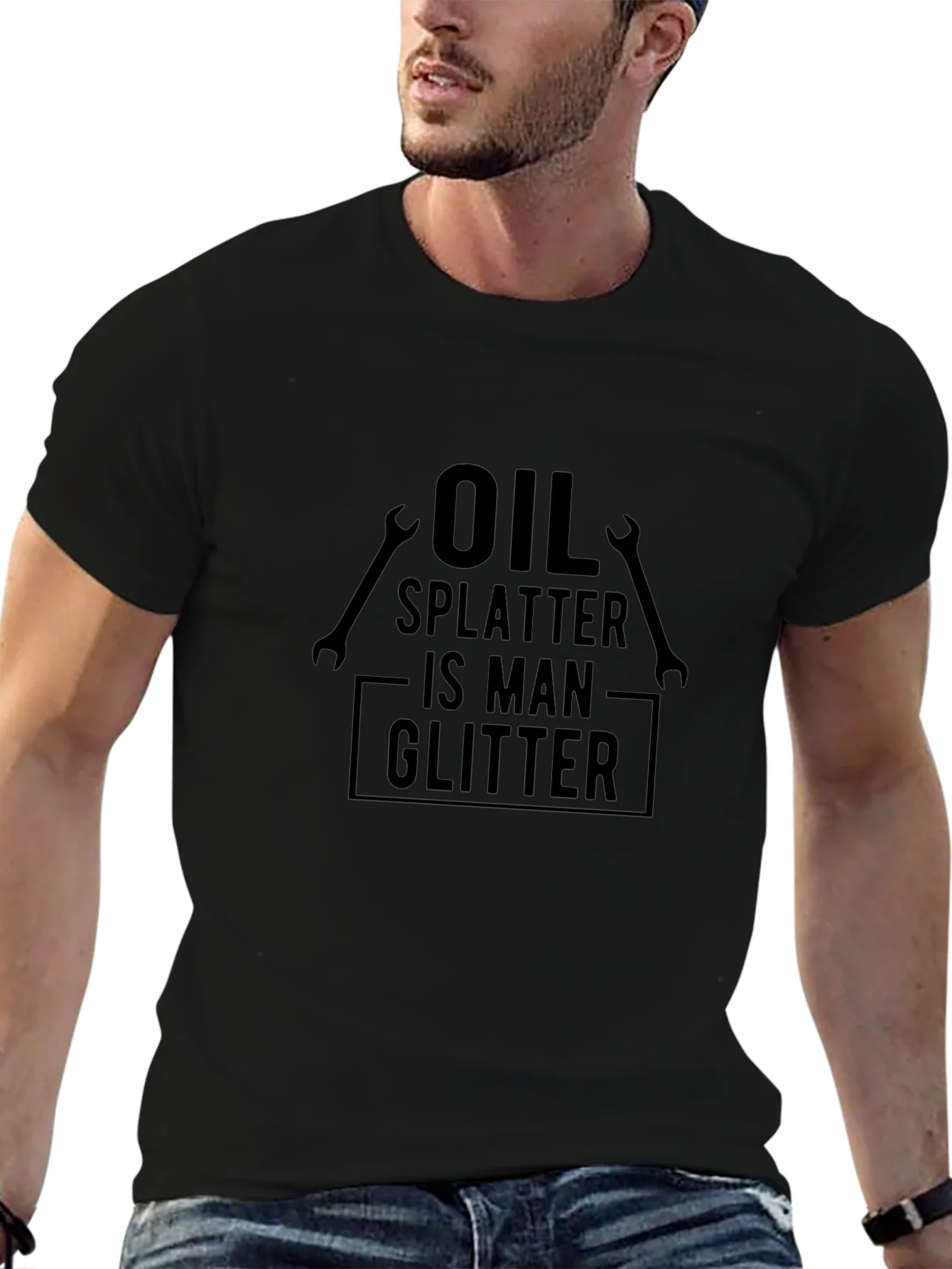 Oil Splatter is Man Glitter Graphic Tee