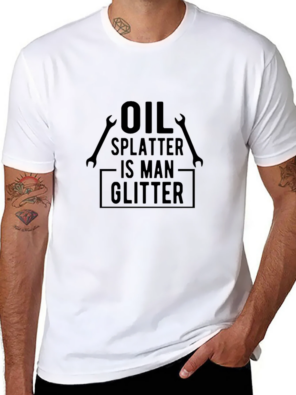 Oil Splatter is Man Glitter Graphic Tee