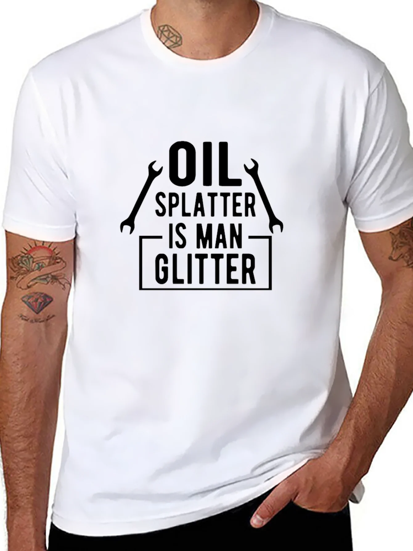Oil Splatter is Man Glitter Graphic Tee