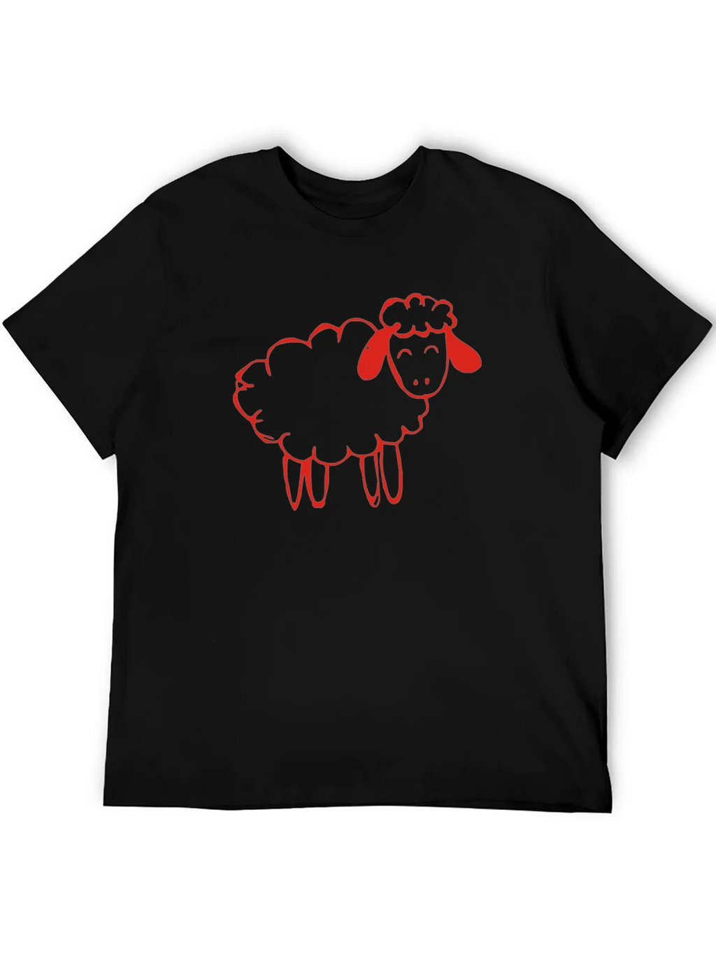 Black T-Shirt with Red Sheep Graphic