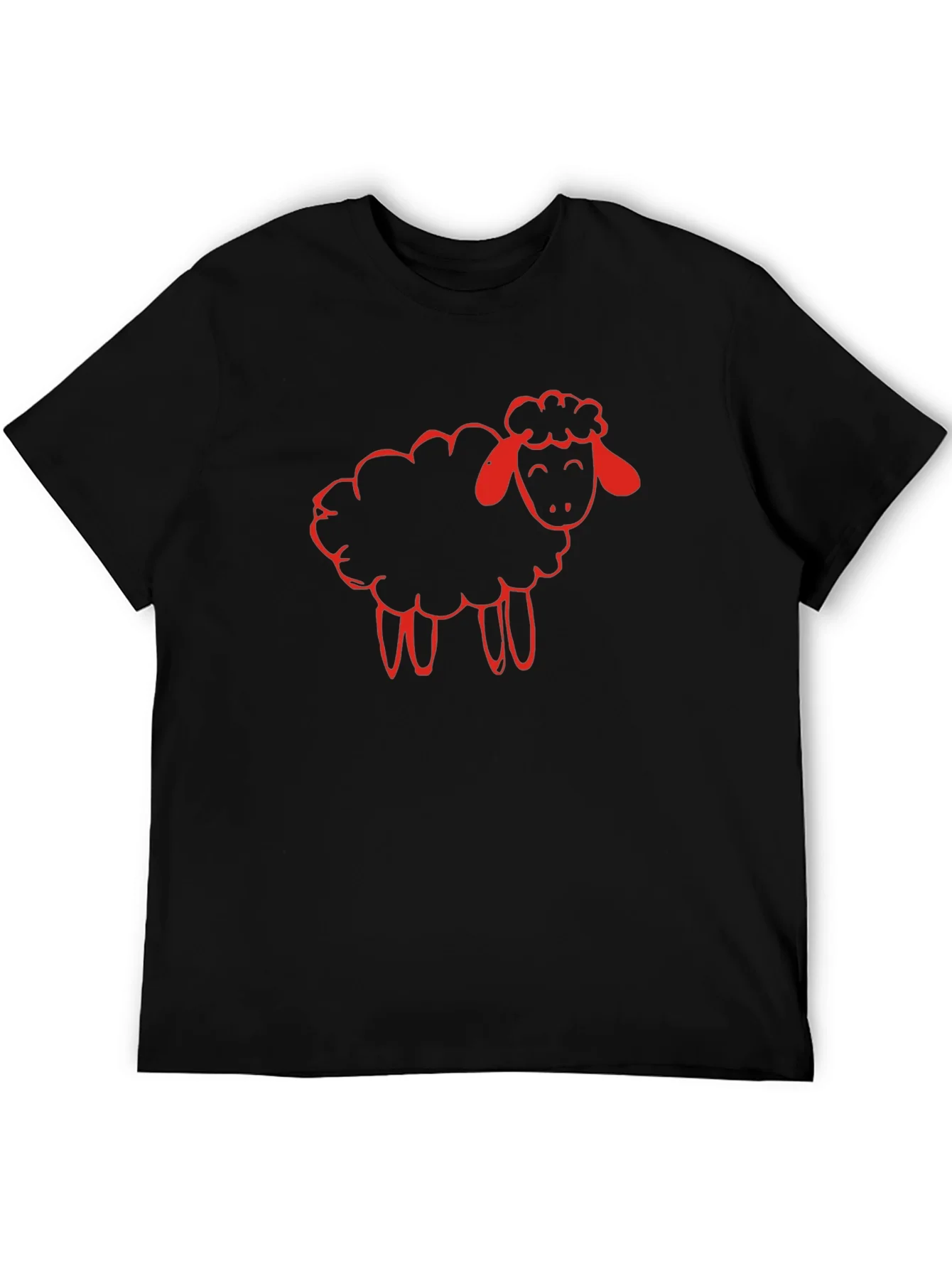 Black T-Shirt with Red Sheep Graphic