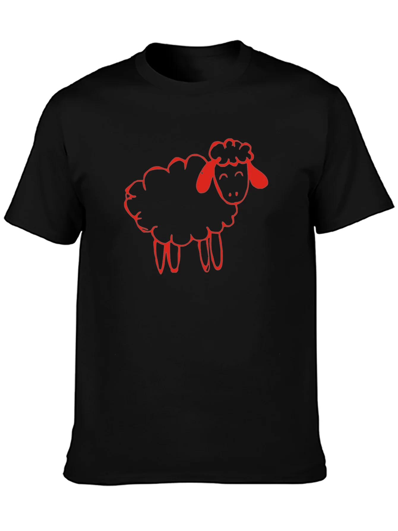 Black T-Shirt with Red Sheep Graphic