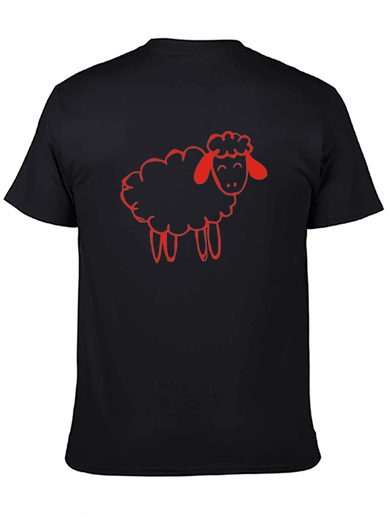 Black T-Shirt with Red Sheep Graphic