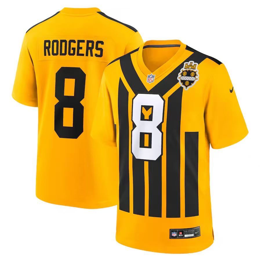 Men's Pittsburgh Steelers Aaron Rodgers  Jersey -  Retro Yellow-2