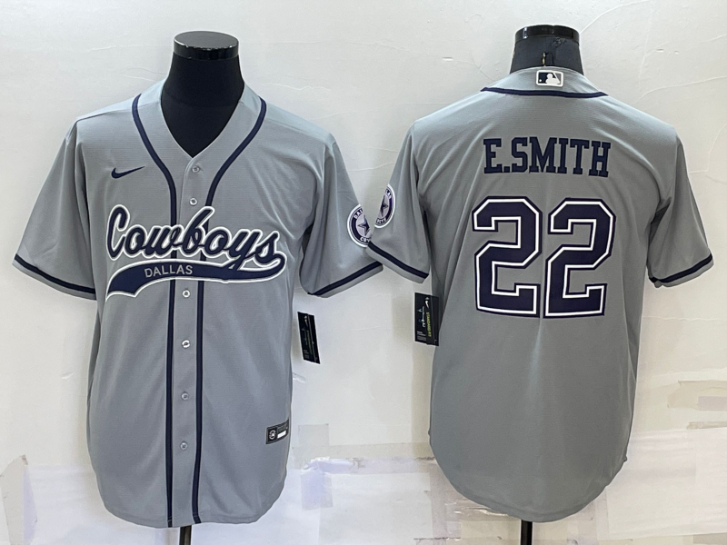 Men's Dallas Cowboys Emmitt Smith Gray Game Jersey Joint Edition
