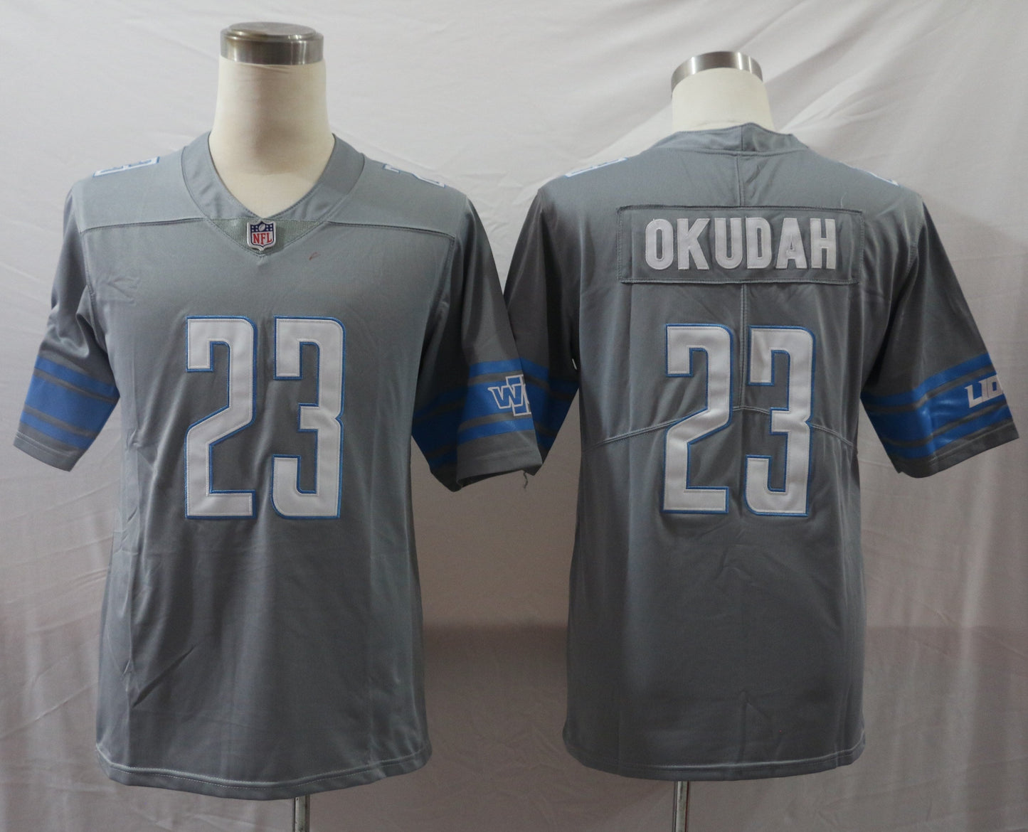 Men's Detroit Lions Jeff Okudah Gray Game Jersey