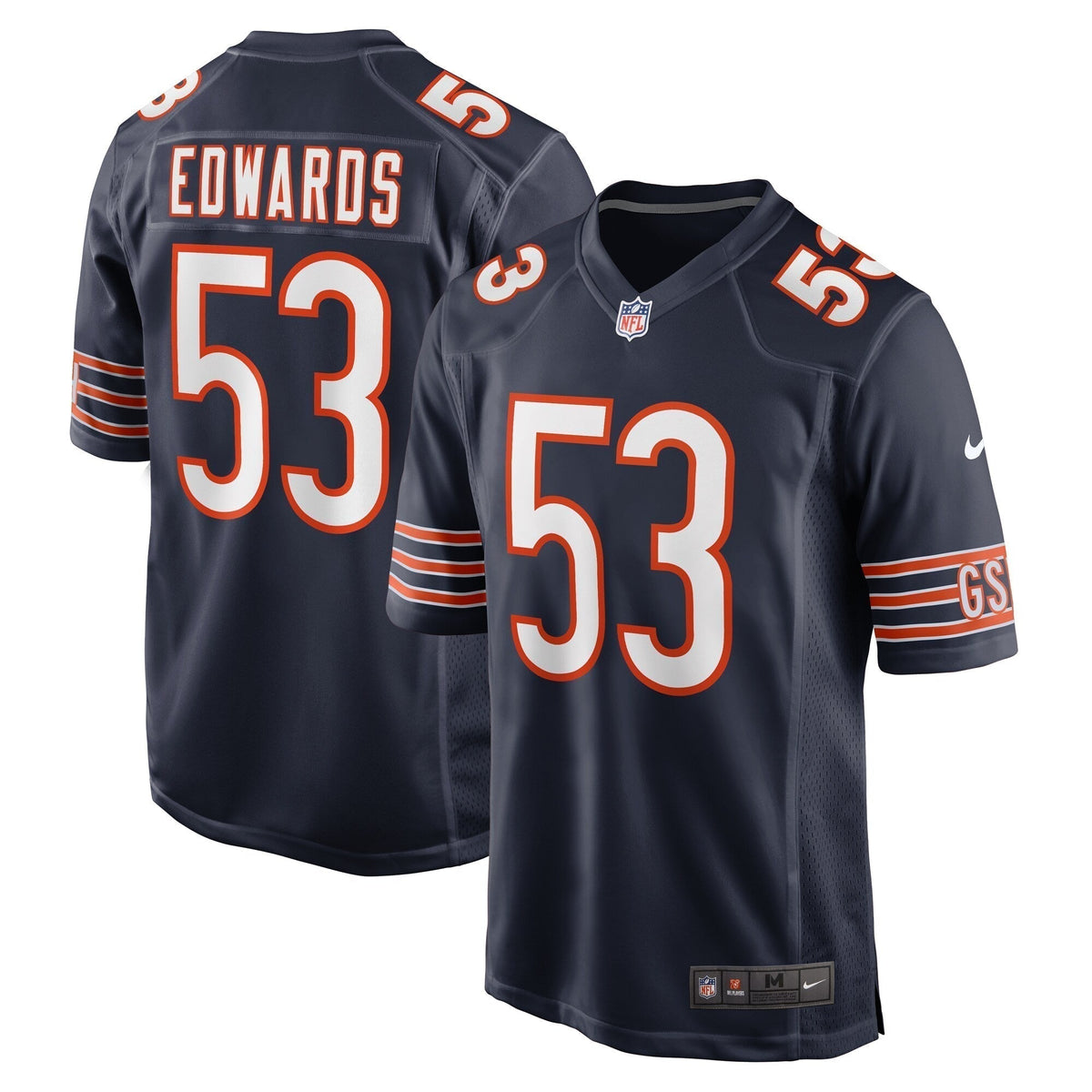 TJ Edwards Chicago Bears  Game   Jersey - Navy