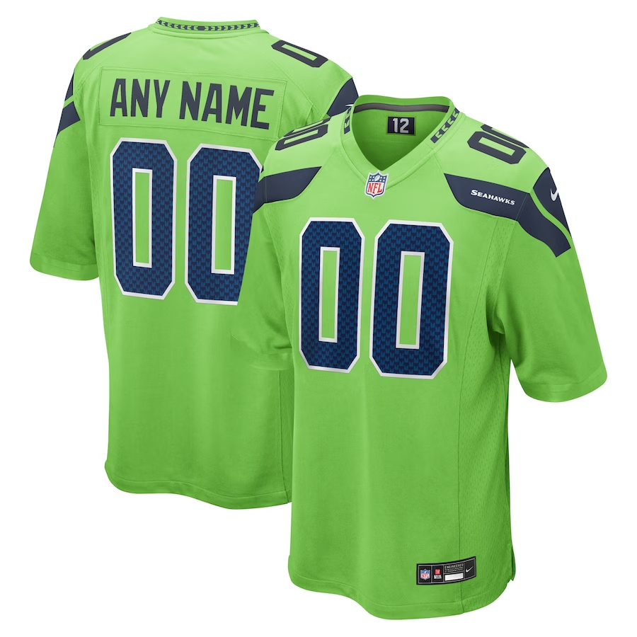 Men's Seattle Seahawks Green Custom Game Jersey