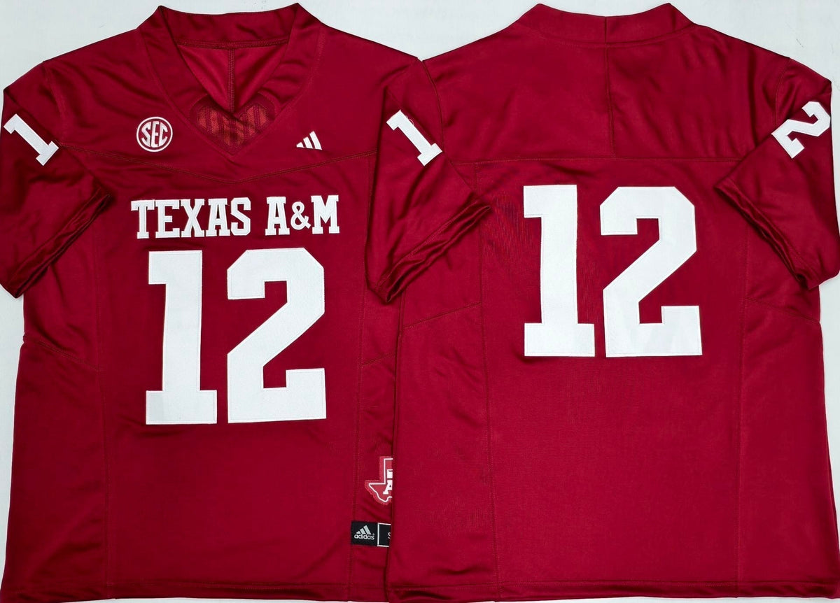 Men's Texas A&M Aggies #12 Red Player Blank Jersey