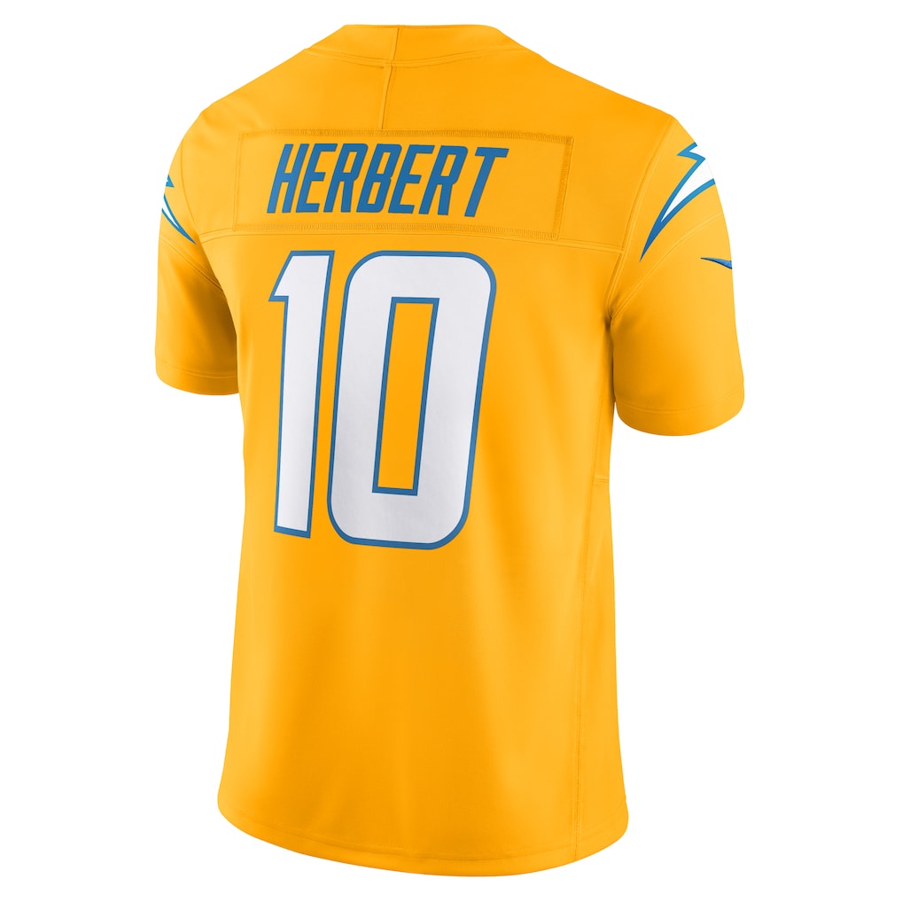 LA.Chargers #10 Justin Herbert Gold Alternate Charger Power Vapor F.U.S.E. Limited Jersey