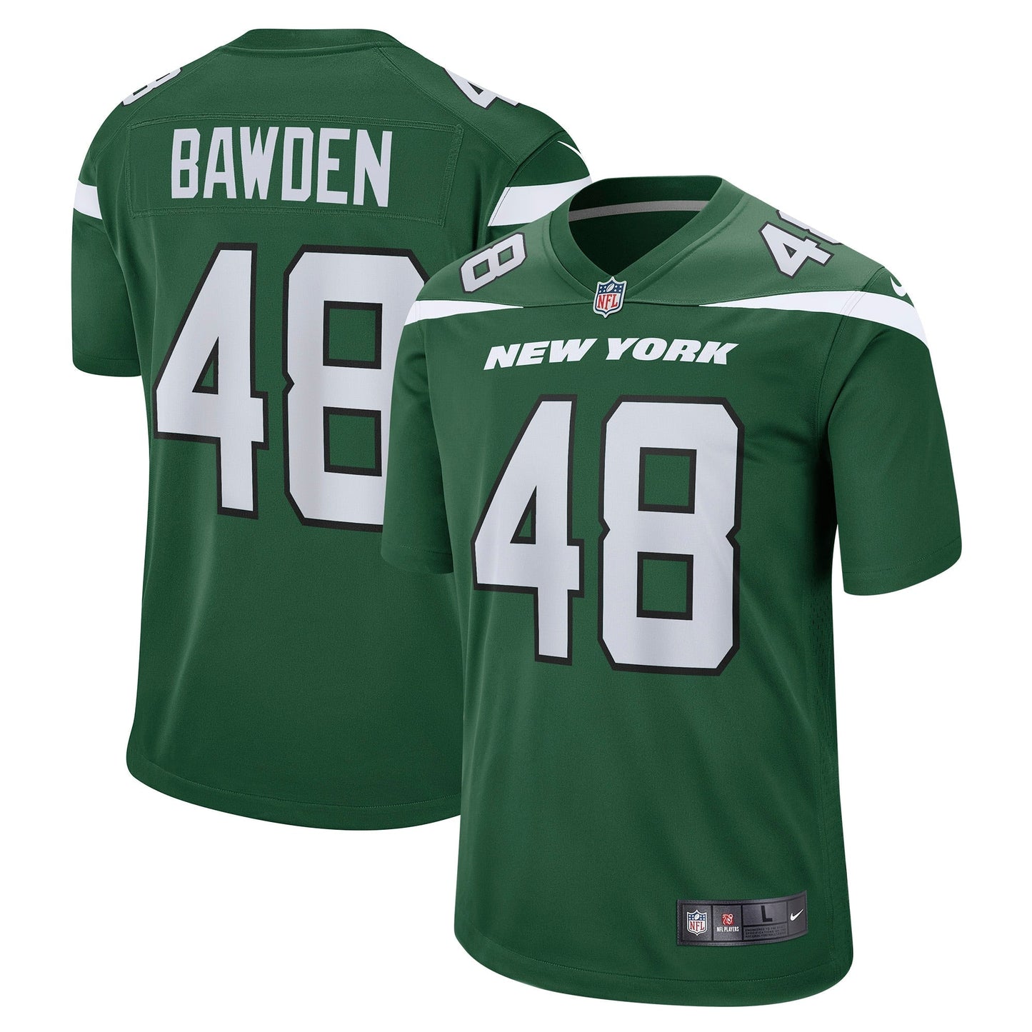 Nick Bawden New York Jets  Game   Jersey - Gotham Green