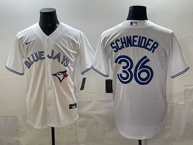 Men's Toronto Blue Jays John Schneider #36 White Home Replica Jersey
