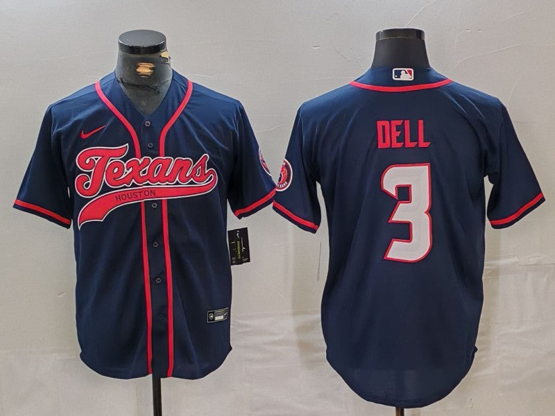 Men's Houston Texans Tank Dell #3 Navy Player Jersey1