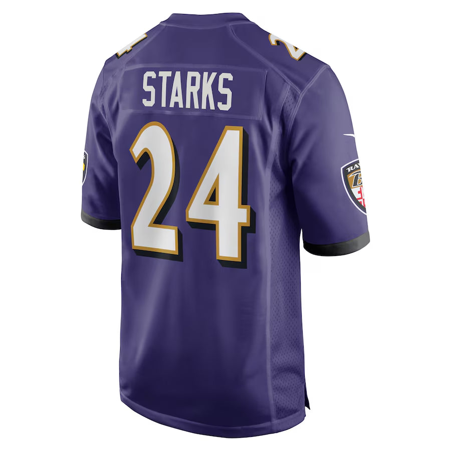 Men's Baltimore Ravens Malaki Starks  Purple 2025 NFL Draft First Round Pick Game Jersey