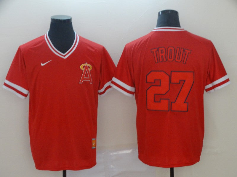 Men's Los Angeles Angels Mike Trout Red Printed Baseball Jersey