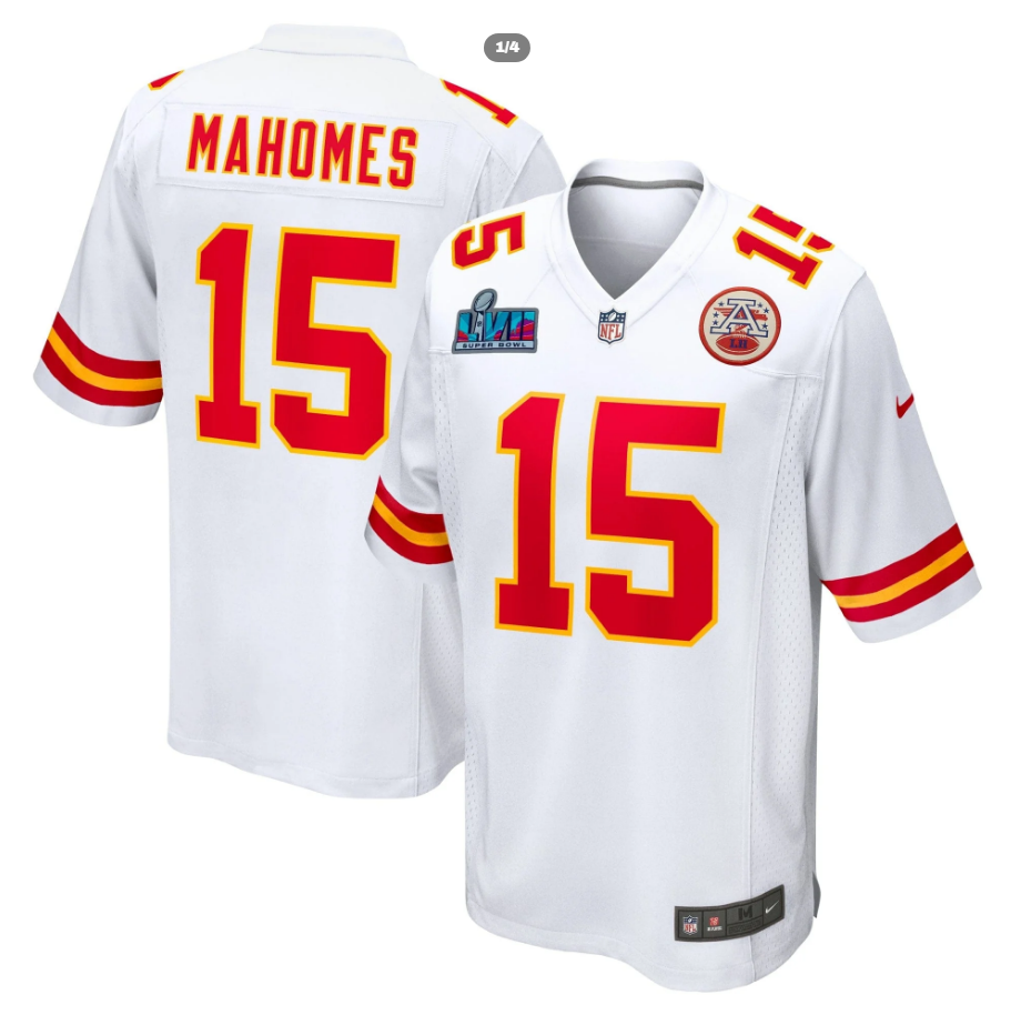 Patrick Mahomes Kansas City Chiefs  Super Bowl LVII Patch Away Game Jersey - White