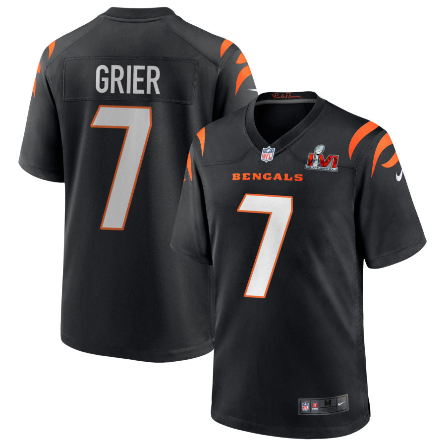 Will Grier Cincinnati Bengals  Super Bowl LVI Game Jersey - Black
