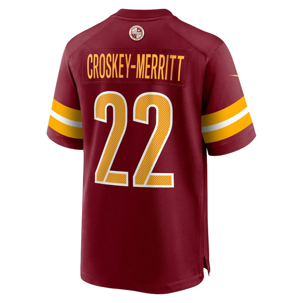 W.Commanders #22 Jacory Croskey-Merritt Burgundy Team Game Jersey