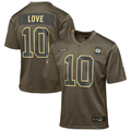 Youth Green Bay Packers Jordan Love  Olive 2025 Salute to Service Game Jersey