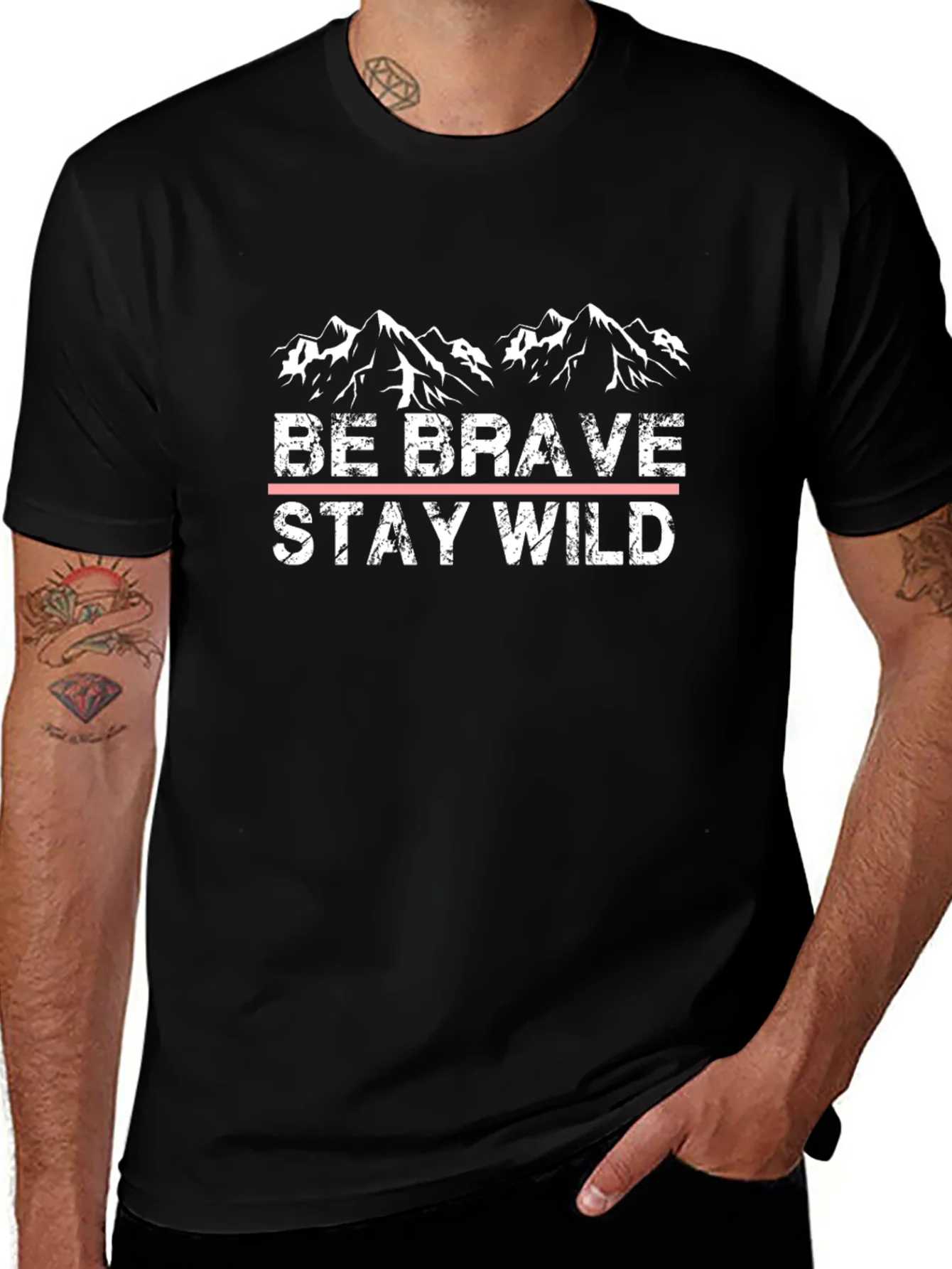 Be Brave Stay Wild Black Graphic T-Shirt