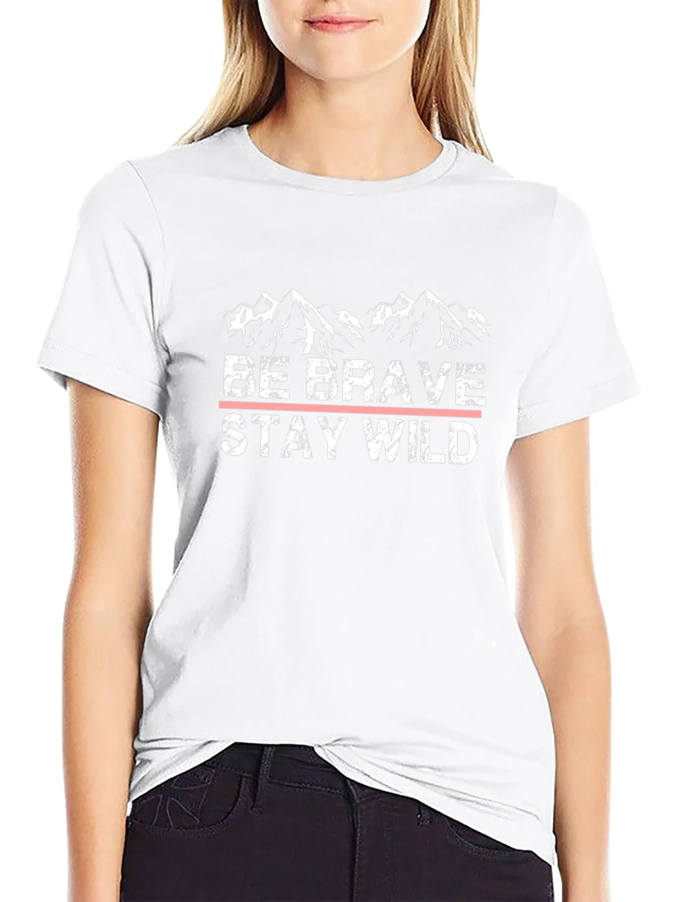 Be Brave Stay Wild Black Graphic T-Shirt