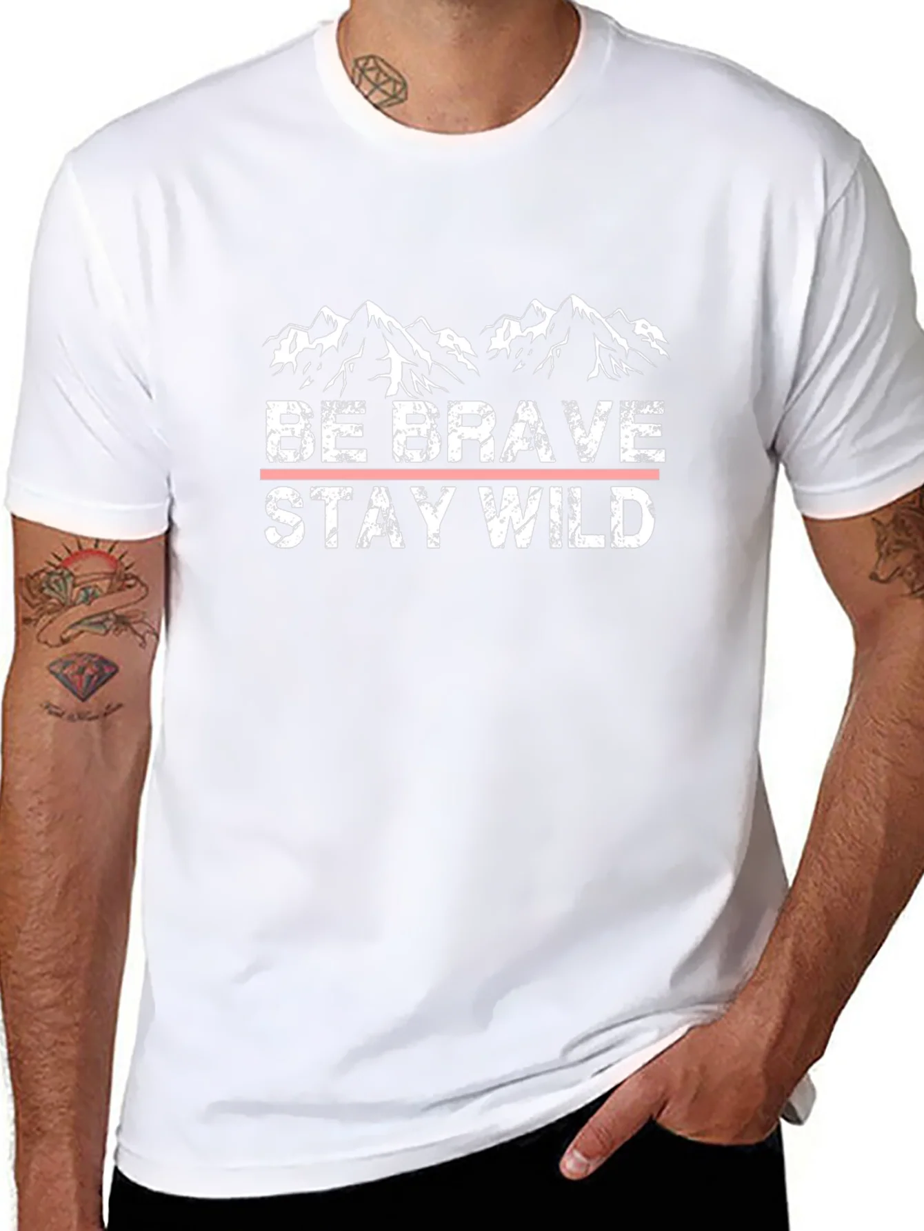 Be Brave Stay Wild Black Graphic T-Shirt