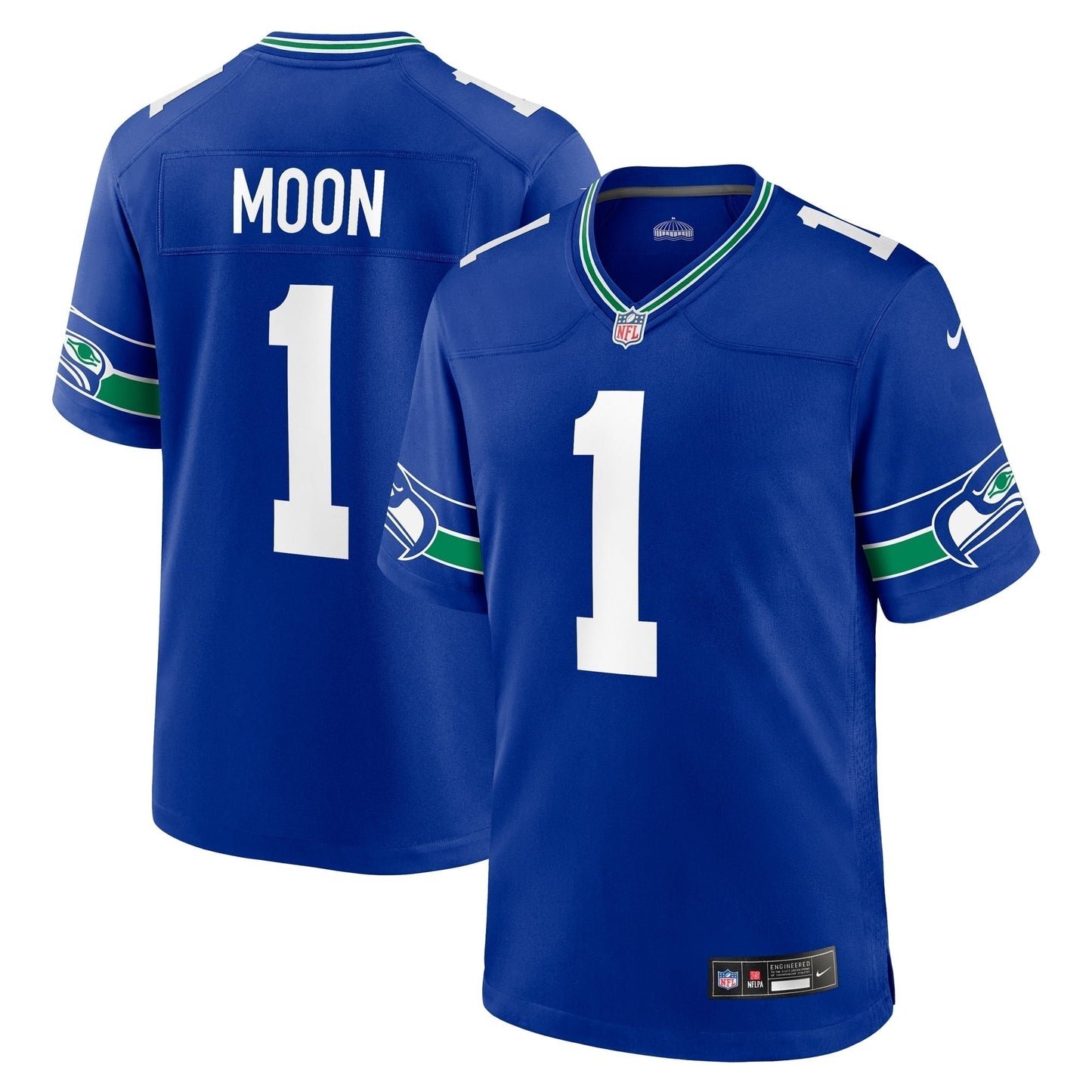 Men's  Warren Moon Royal Seattle Seahawks Retired Player Alternate Game Jersey