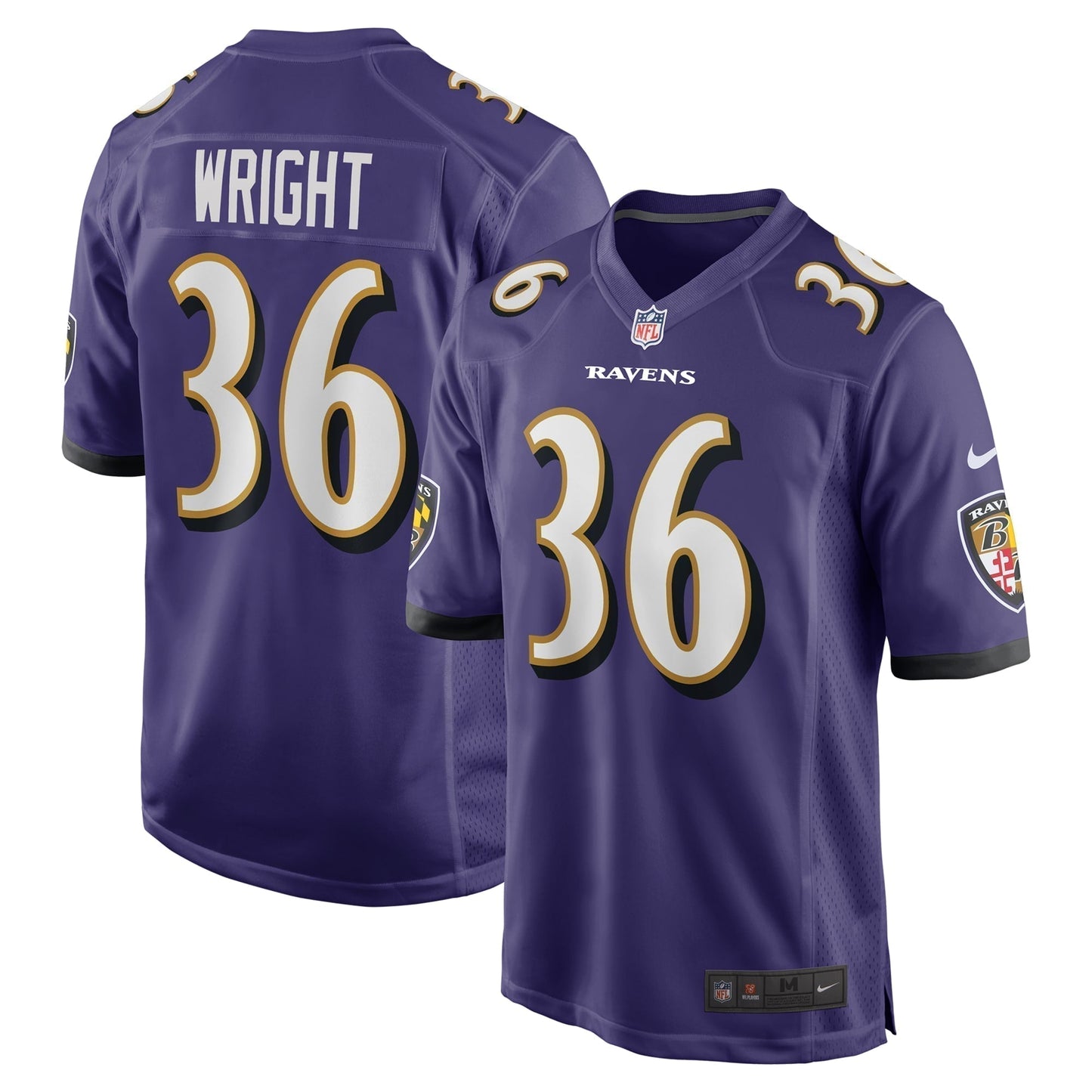 Owen Wright Baltimore Ravens  Team Game Jersey -  Purple