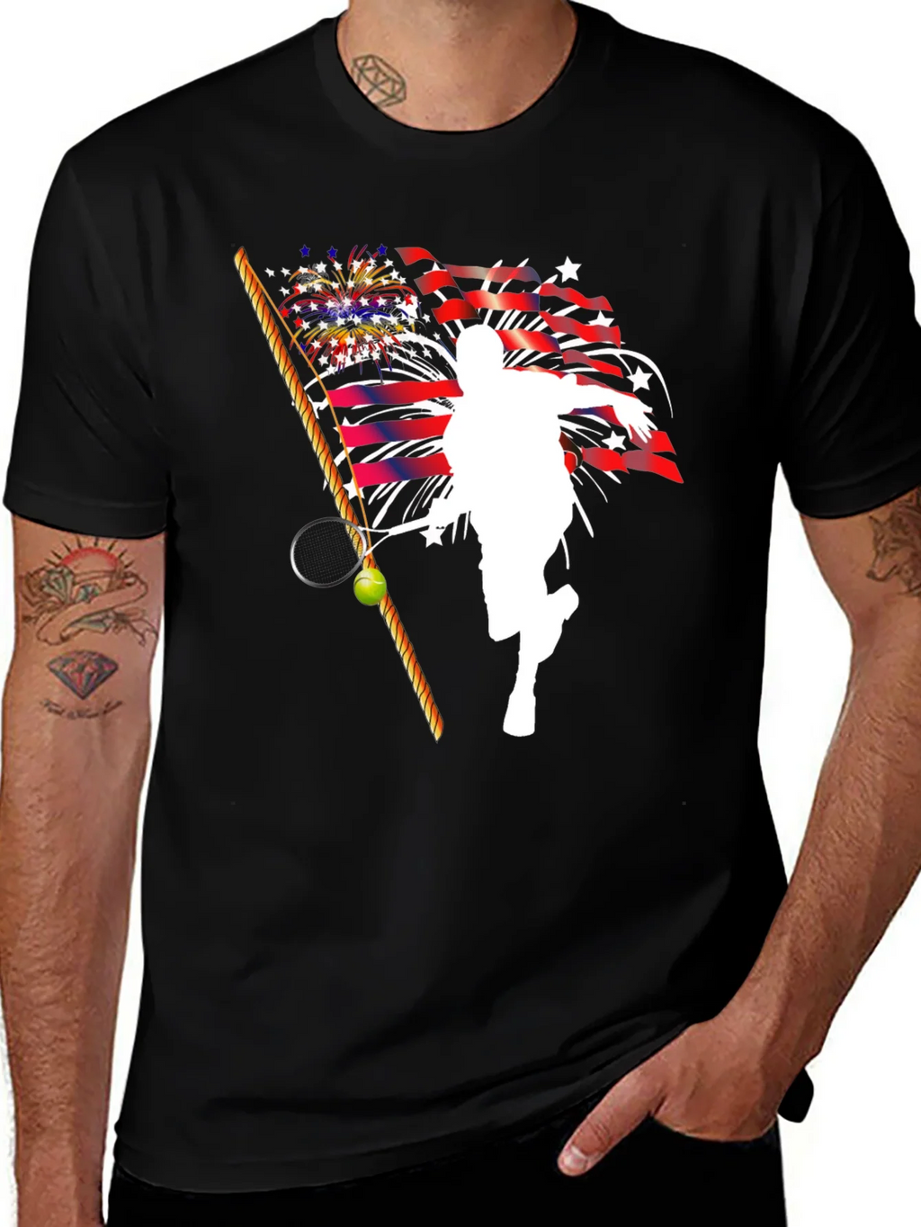Patriotic Tennis Player Graphic T-Shirt