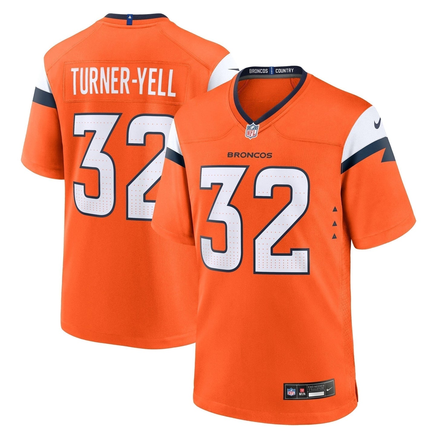 Delarrin Turner-Yell Denver Broncos  Team Game Jersey -  Orange