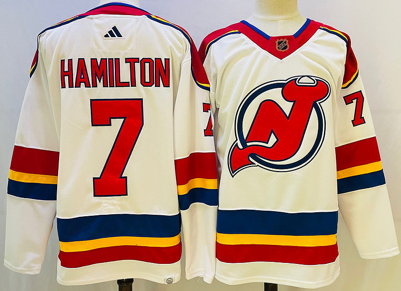 Men's New Jersey1 Devils Dougie Hamilton #7 White Game Jersey1