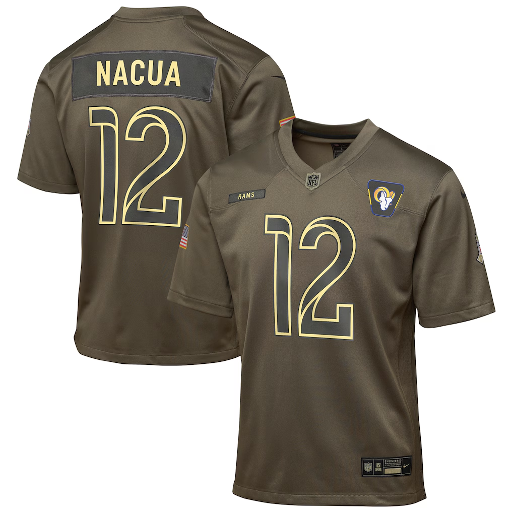 Youth Los Angeles Rams Puka Nacua  Olive 2025 Salute to Service Game Jersey