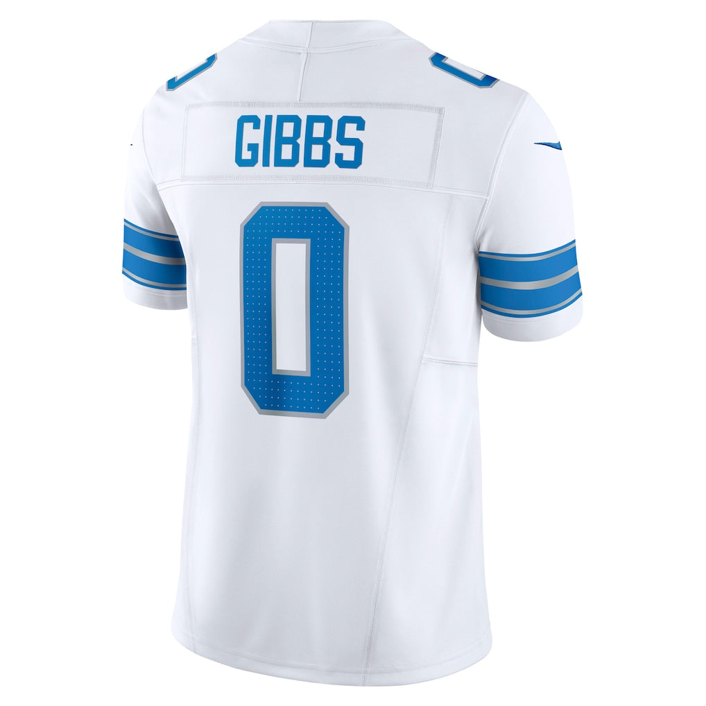 D.Lions #0 Jahmyr Gibbs White Vapor F.U.S.E. Limited Jersey