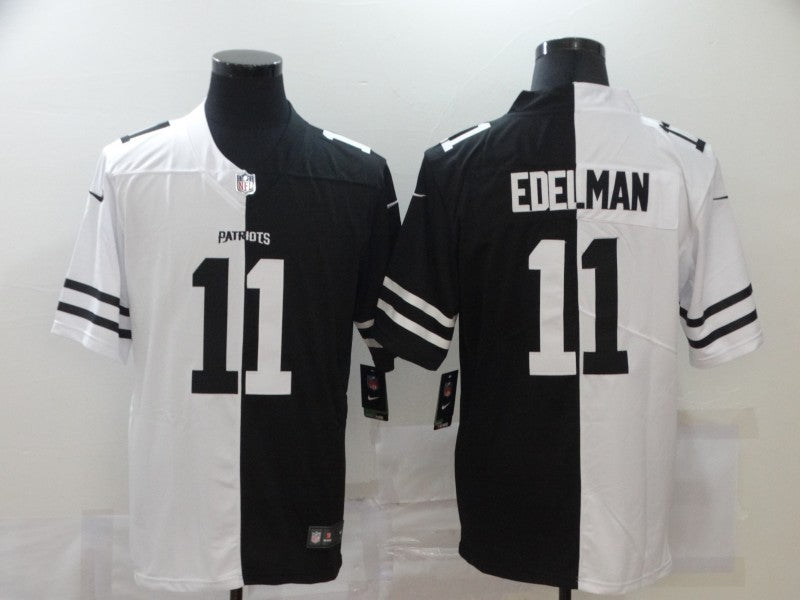 Men's New England Patriots Julian Edelman #11 Black/White Game Jersey1