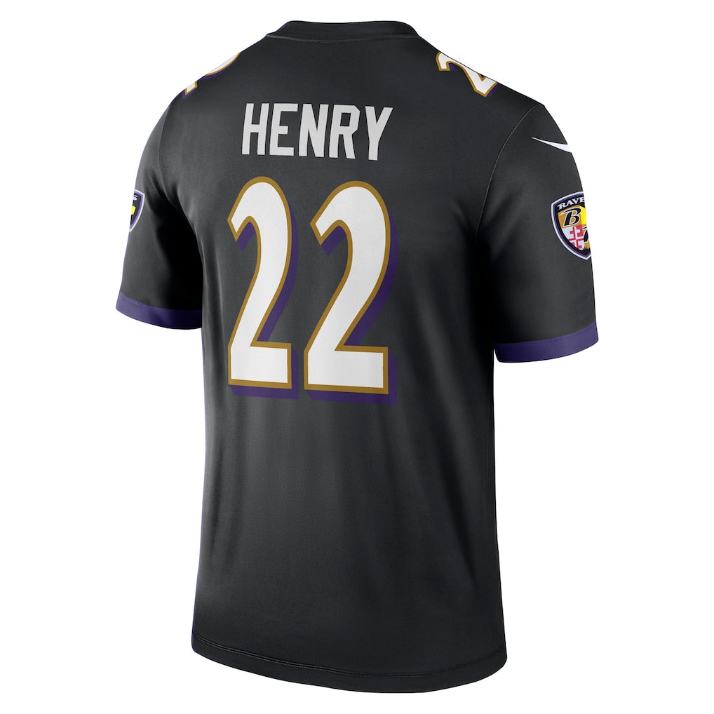 B.Ravens #22 Derrick Henry Black Legend Player Performance Top Jersey