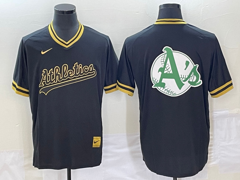 Men's Oakland Athletics Black Replica Team Jersey1