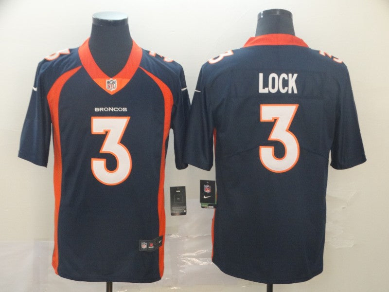 Men's Denver Broncos Drew Lock Navy Game Jersey