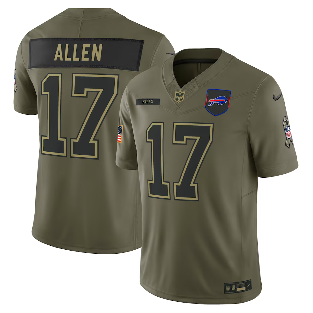 Men's Buffalo Bills Josh Allen  Olive 2025 Salute to Service Limited Jersey