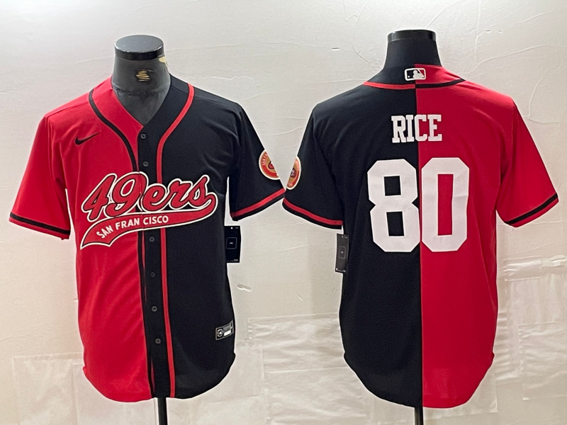 Men's San Francisco 49ers Jerry Rice Red/Black Game Player Jersey Joint Edition