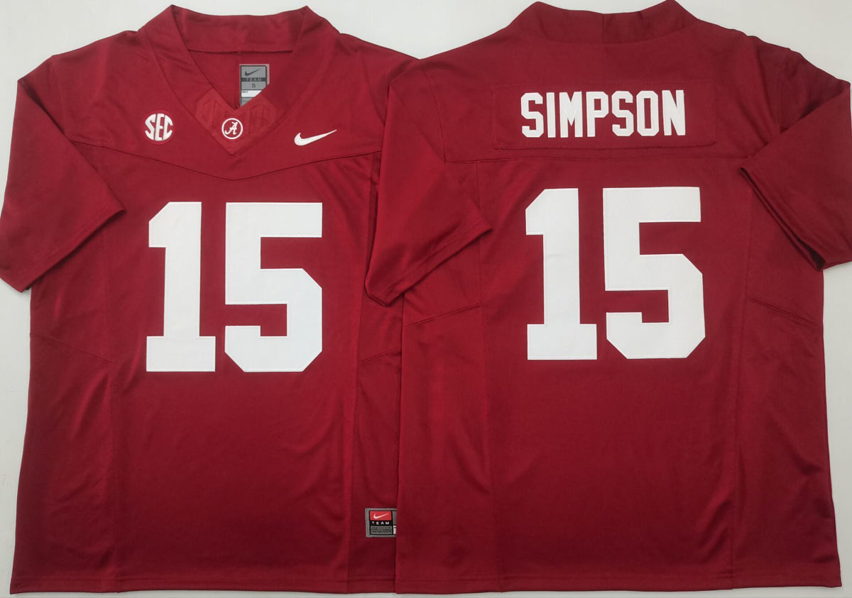 Men's Alabama Crimson Ty Simpson Red Player Jersey