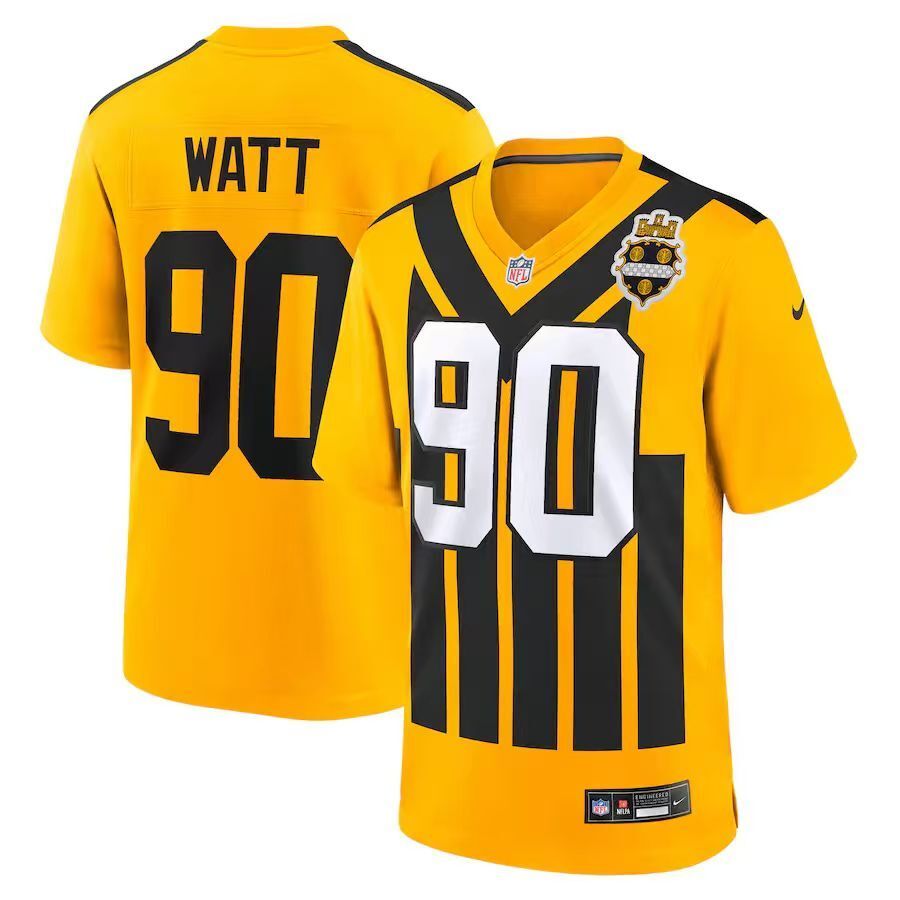 Men's Pittsburgh Steelers T.J. Watt  Jersey -  Retro Yellow-2