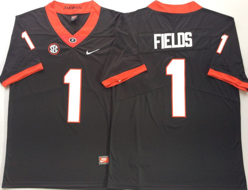 Men's Georgia Bulldogs Justin Fields Black Player Game Jersey