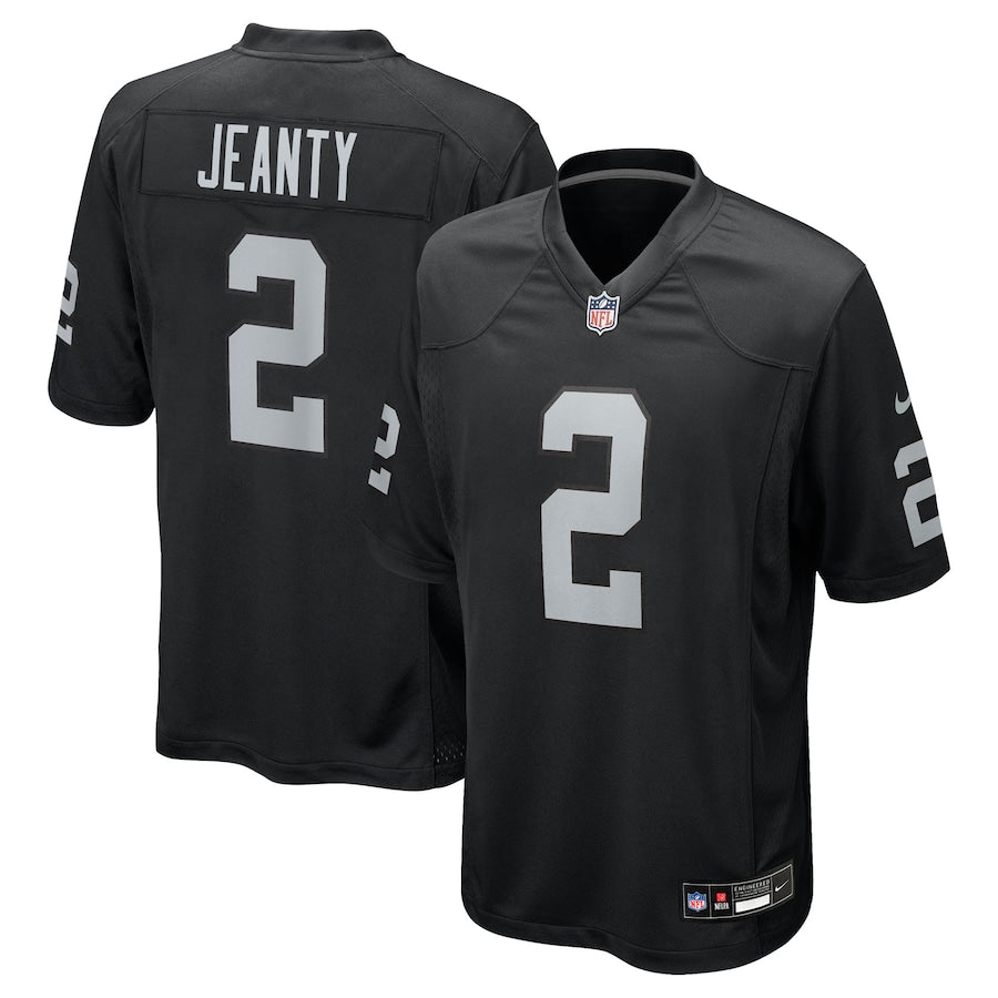 Men's Las Vegas Raiders Ashton Jeanty  Black 2025 NFL Draft First Round Pick Game Jersey