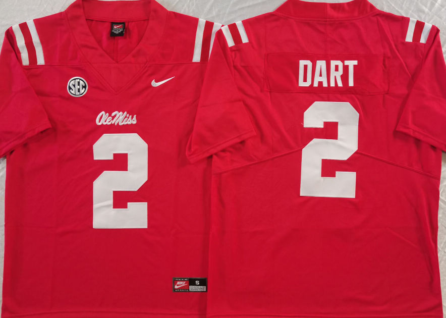 Men's Ole Miss Rebels Jaxson Dart Red Game Jersey