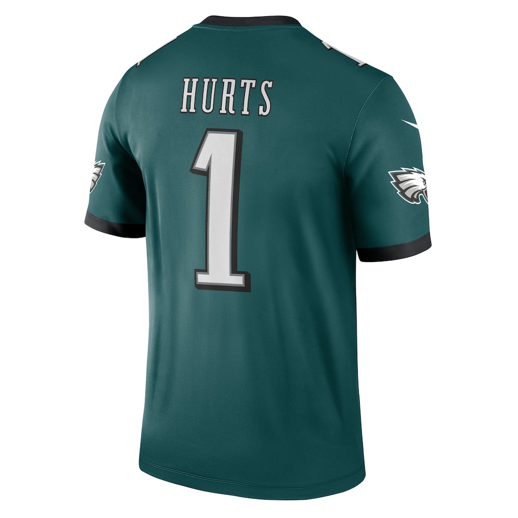 P.Eagles #1 Jalen Hurts Midnight Green Legend Player Performance Top Jersey