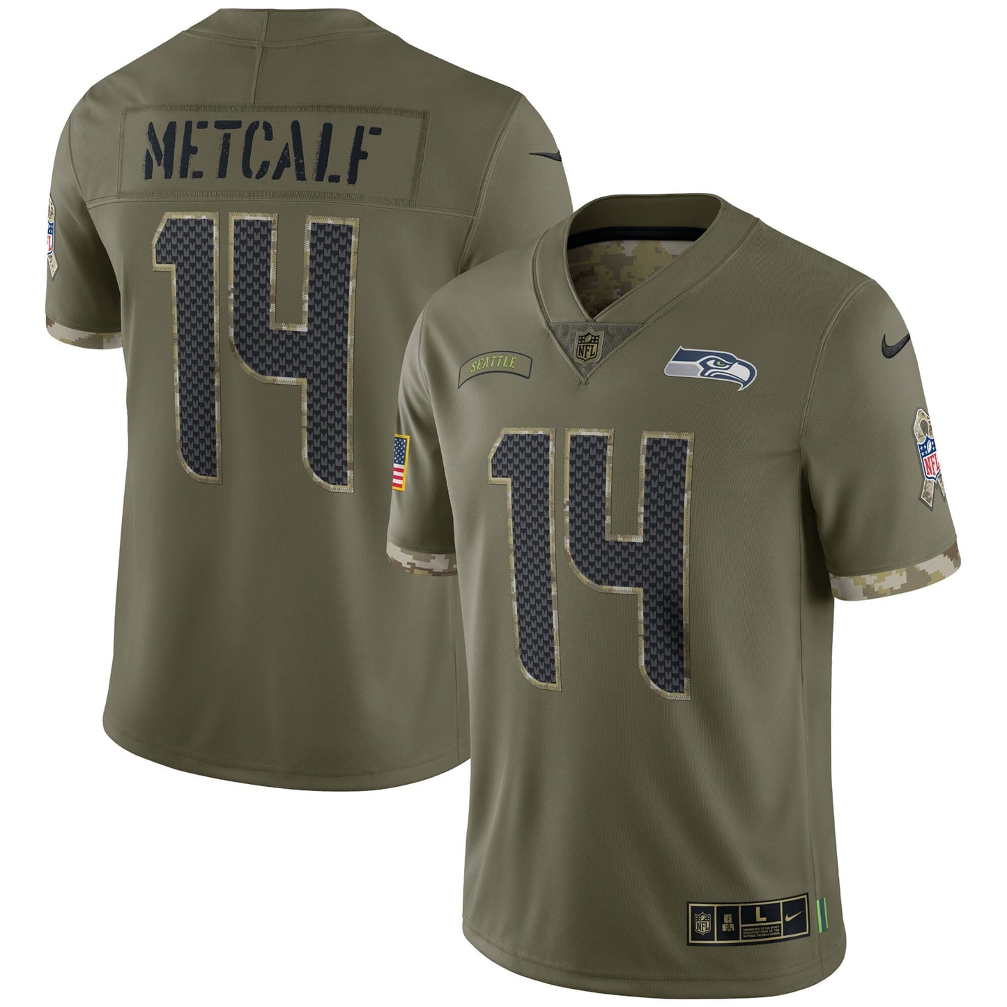 DK Metcalf Seattle Seahawks  2022 Salute To Service Limited Jersey - Olive